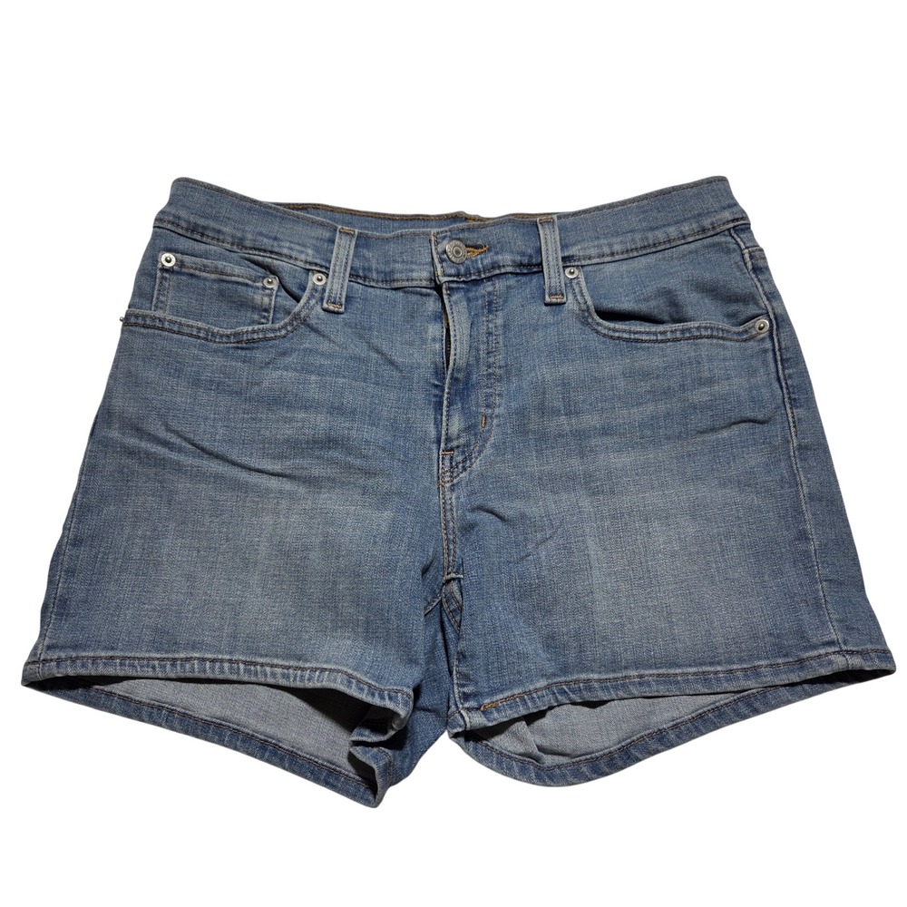 Levis Mid Length Shorts Womens 30 Blue Denim Medium Wash Mid Rise 5 Pocket